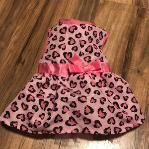 Little puppy pink leopard tulle dress